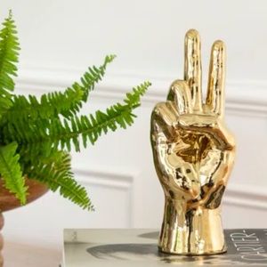 New! Gold Tone Metal Peace ✌️ Desk Shelf Decor ☮️